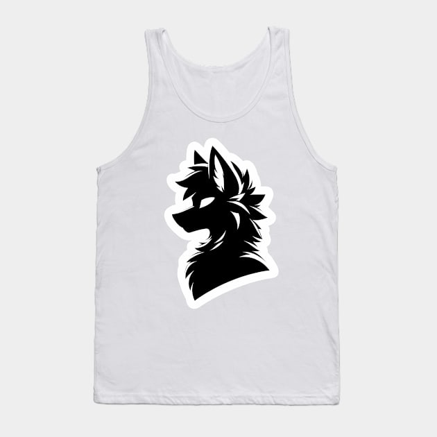 Simple Anthro Furry Wolf Silhouette Tank Top by Blue Bull Bazaar